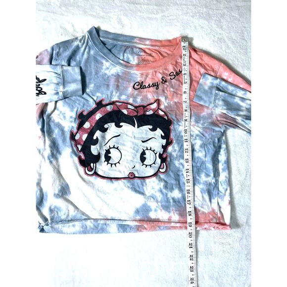 Betty Boop Tie Dye Crop Top “Classy & Sassy” Long Sleeve M - Picture 4 of 6